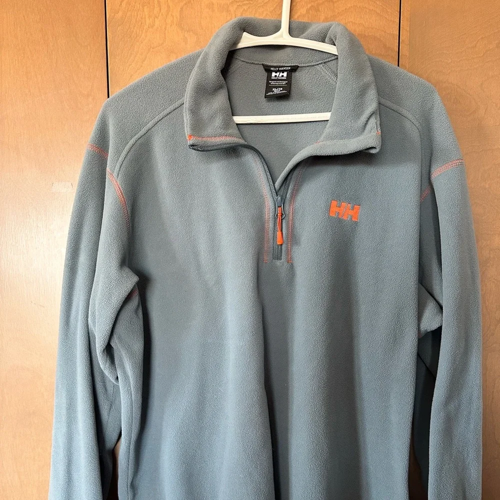 Helly Hansen Men’s Fleece 1/2 Zip Gray with Orange HH. XL - Great Condition - Picture 1 of 2